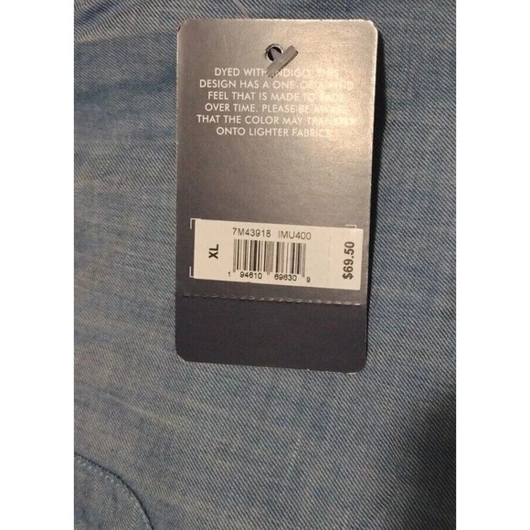 Lucky Brand Men Button Down Shirt Blue Denim Long Sleeve Size XL MSRP $69.50 - Picture 5 of 11